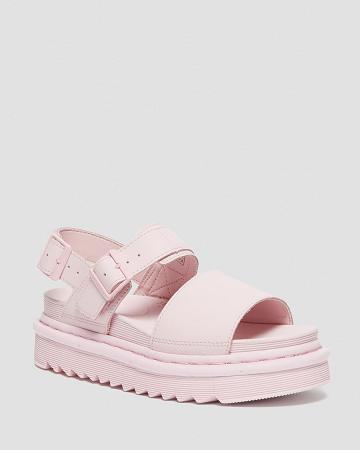 Pink Women's Dr Martens Voss Mono Hydro Leather Gladiator Sandals | CA 305ZUT